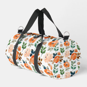 Elegant Seamless Pattern of Watercolor Flowers Duffle Bag