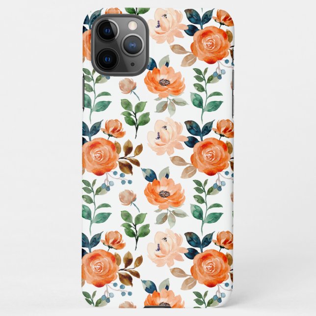 Elegant Seamless Pattern of Watercolor Flowers iPhone Case (Back)