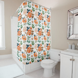 Elegant Seamless Pattern of Watercolor Flowers Shower Curtain