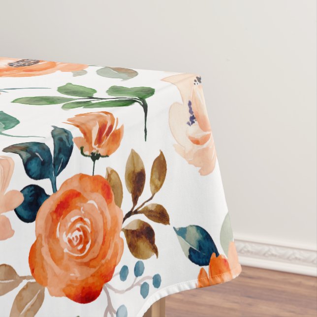 Elegant Seamless Pattern of Watercolor Flowers Tablecloth (In Situ)