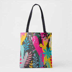 elegant seamless pattern with abstract leaves and tote bag