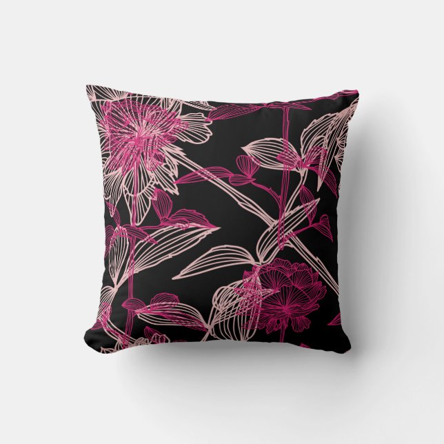 elegant seamless pattern with decorative pink rose cushion (Front)
