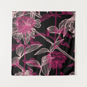 elegant seamless pattern with decorative pink rose tapestry