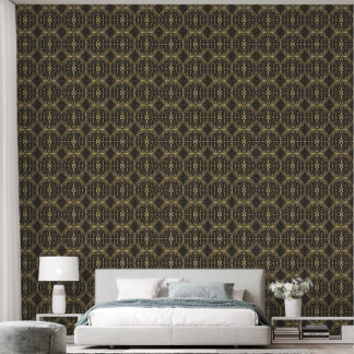 Elegant seamless pattern with gold lines on a blac wallpaper