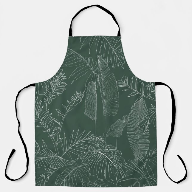Elegant seamless pattern with green hand drawn lin apron (Front)