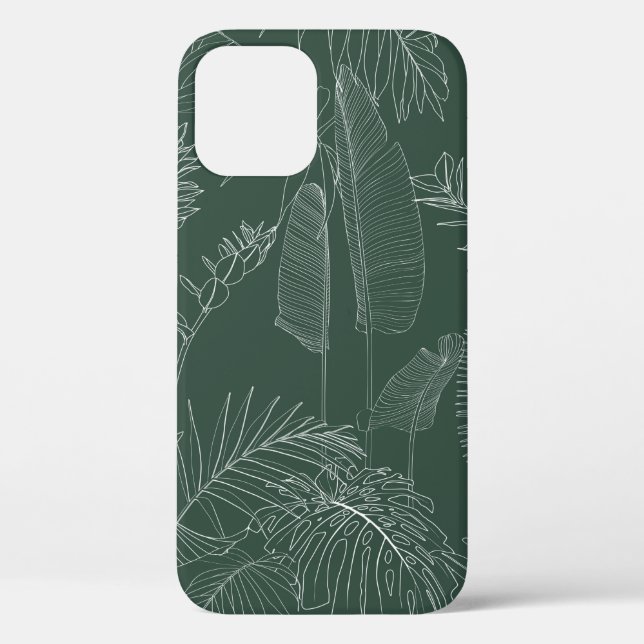 Elegant seamless pattern with green hand drawn lin Case-Mate iPhone case (Back)