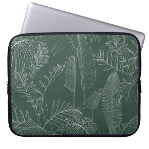 Elegant seamless pattern with green hand drawn lin laptop sleeve