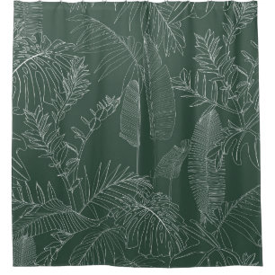 Elegant seamless pattern with green hand drawn lin shower curtain