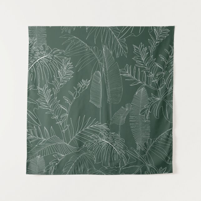 Elegant seamless pattern with green hand drawn lin tapestry (Front)