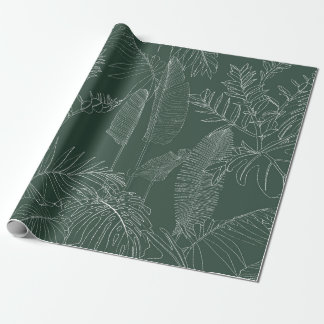 Elegant seamless pattern with green hand drawn lin wrapping paper