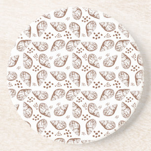 Elegant seamless pattern with hand drawing seashel coaster