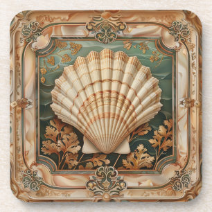 Elegant Seashell Art Nouveau Decorative Coaster
