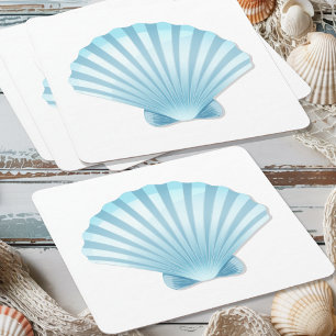 Elegant Seashell Beach Blue Nautical Wedding Square Paper Coaster