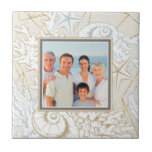 Elegant Seashell Beach Marine Personalised Photo Ceramic Tile<br><div class="desc">This elegant design features your favourite photo surrounded by a frame of seashells and coral</div>
