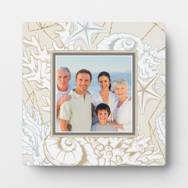 Elegant Seashell Beach Marine Personalised Photo Plaque (Front)
