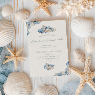Elegant Seashell Border Wedding Invitation