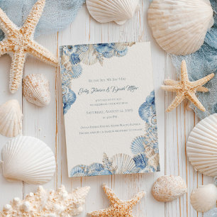 Elegant Seashell Border Wedding Invitation