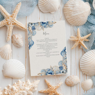 Elegant Seashell Border Wedding Menu
