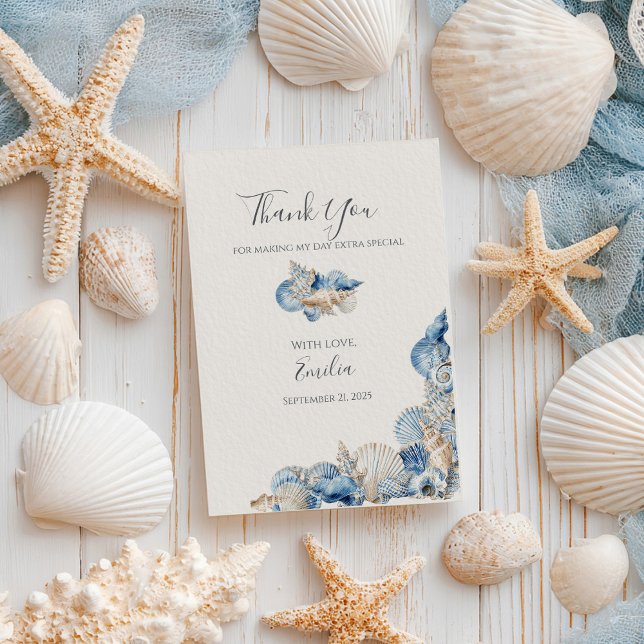 Elegant Seashell Border Wedding Thank You Card (Creator Uploaded)