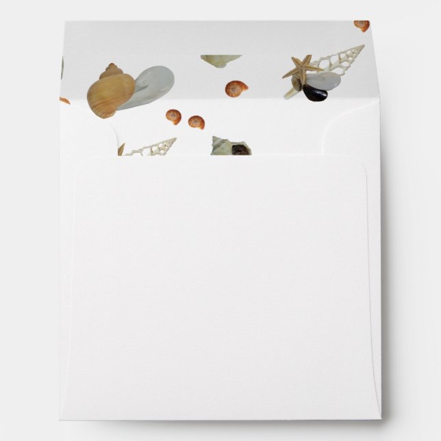 Elegant Seashell Coastal Beach-Themed Envelope (Back (Bottom))