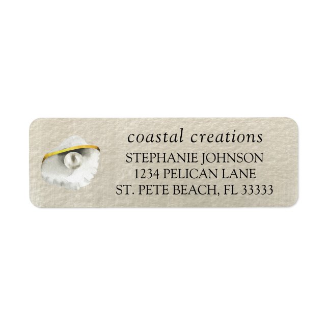 Elegant Seashell Iridescent Pearl Return Address Label (Front)