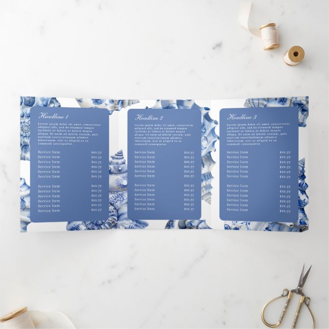 Elegant Seashell Logo Trifold Brochure (Inside)