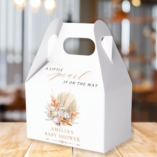 Elegant Seashell Pearl Baby Shower Favour Boxes (Creator Uploaded)