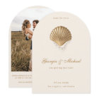 Elegant Seashell & Pearls Gold Coastal Wedding