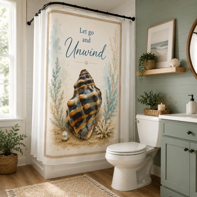 Elegant Seashell Serenity Shower Curtain (Creator Uploaded)