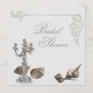 Elegant Seashell Vintage Bridal Shower Invitation