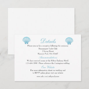 Elegant Seashell Wedding Details Blue Beach Enclosure Card