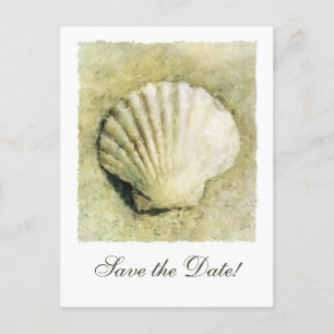 Elegant Seashell Wedding Save the Date Postcard