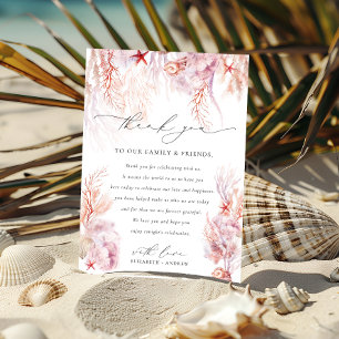 Elegant Seashells Corals Wedding Thank You Card