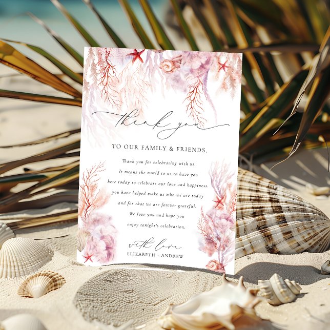 Elegant Seashells Corals Wedding Thank You Card (Creator Uploaded)