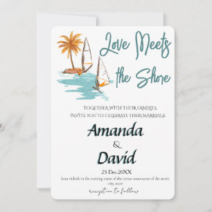 Elegant Seaside Beach Wedding Invitation