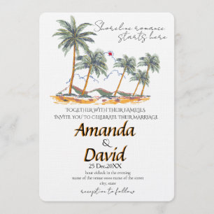 Elegant Seaside Beach Wedding Invitation