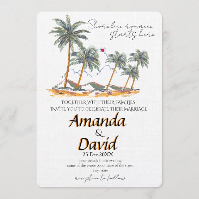 Elegant Seaside Beach Wedding Invitation (Front)