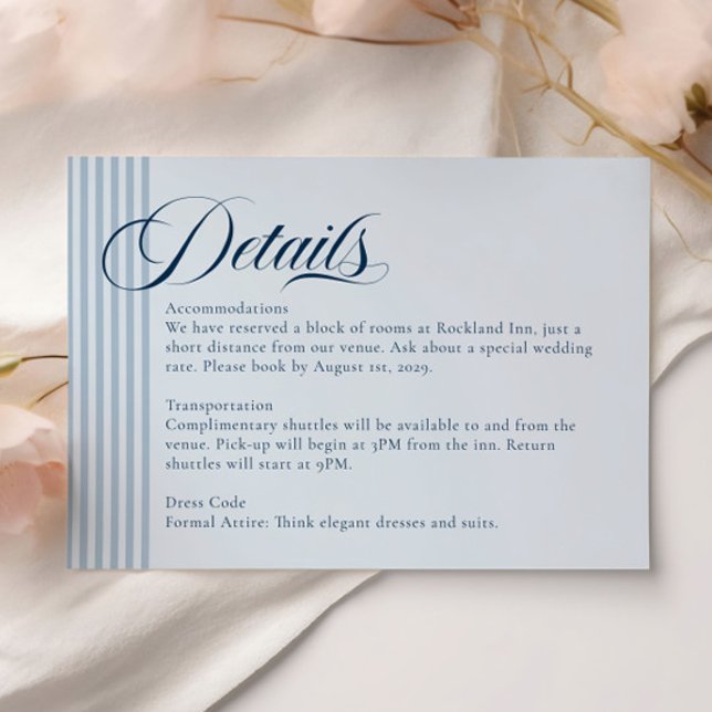 Elegant Seaside Coastal Blue Stripe Details RSVP Card (Creator Uploaded)