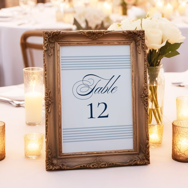 Elegant Seaside Coastal Blue Stripe Table Number (Creator Uploaded)