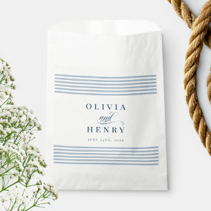 Elegant Seaside Coastal Blue Stripe Wedding Favour Bag