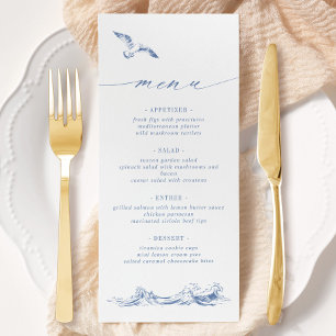 Elegant Seaside Coastal Chic Blue Wedding Menu
