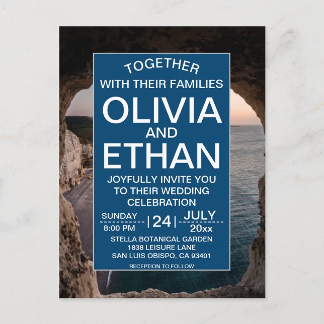 Elegant Seaside Coastal Summer Beach Wedding Postcard (Front)