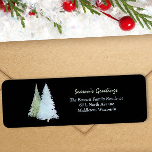 Elegant Seasons Greetings Pine Tree Return Address Label