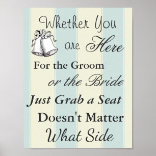Elegant Seating Poster  Wedding  Tan and Blue