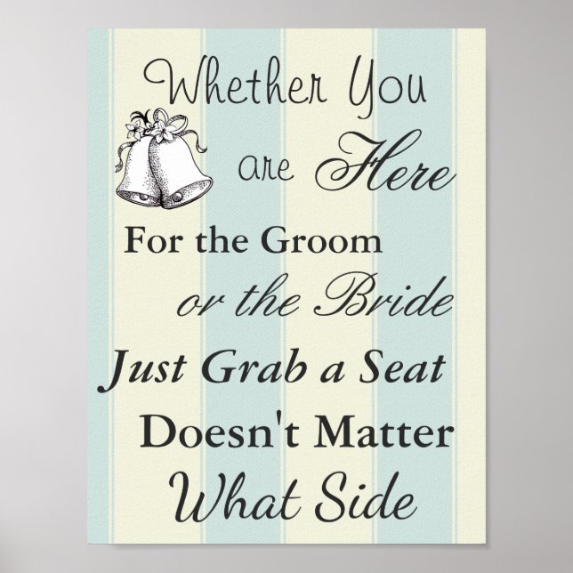 Elegant Seating Poster  Wedding  Tan and Blue (Front)