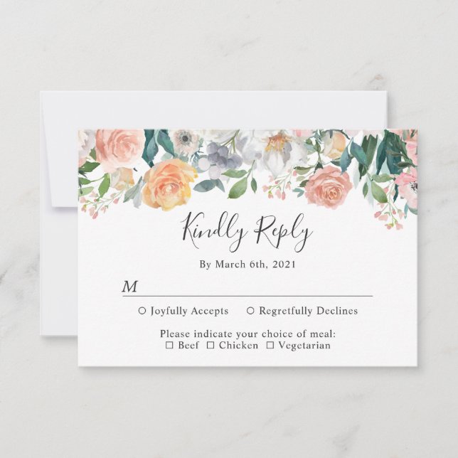 Elegant Secret Garden Botanical Floral Wedding RSVP Card (Front)