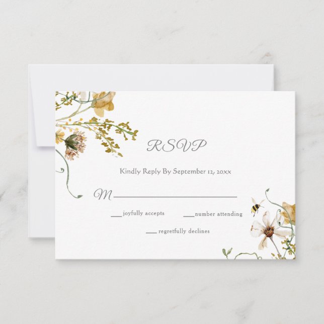 Elegant Secret Garden Delicate Floral Wedding RSVP Card (Front)