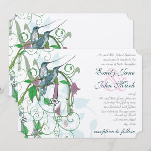 Elegant Secret Garden Hummingbird Wedding Invitation