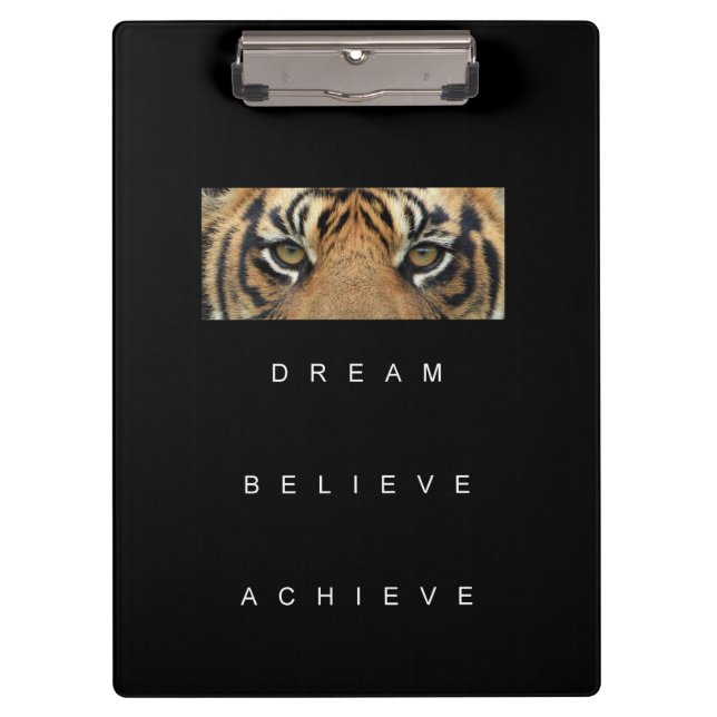 Elegant Self Improvement Quote Tiger Eyes Modern Clipboard (Front)