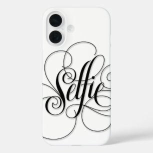 Elegant SELFIE Luxurious Flourished Calligraphy iPhone 16 Case